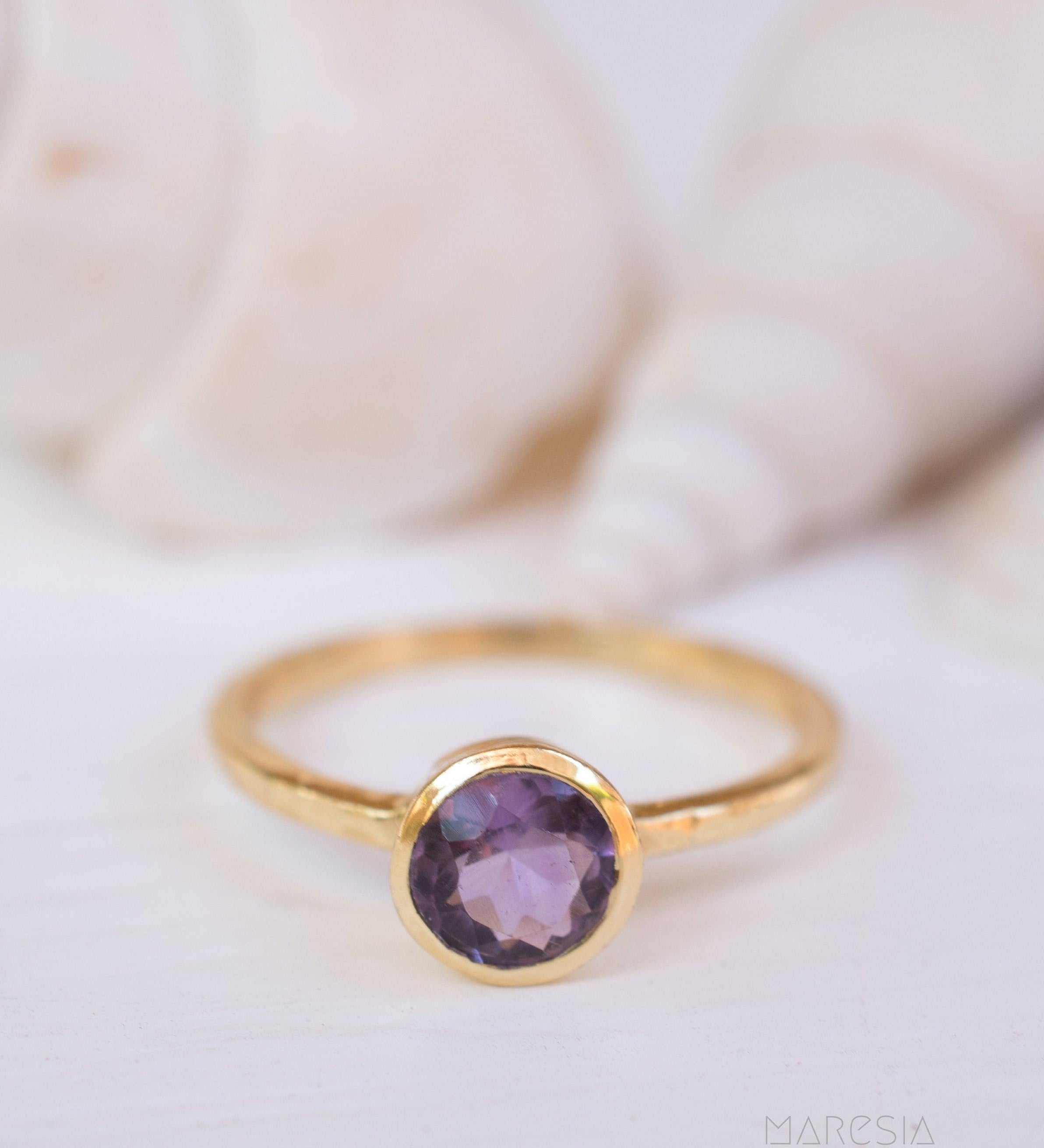 Amethyst Gold Ring ~ 18k Gold Plated ~ MR213 - Maresia Jewelry