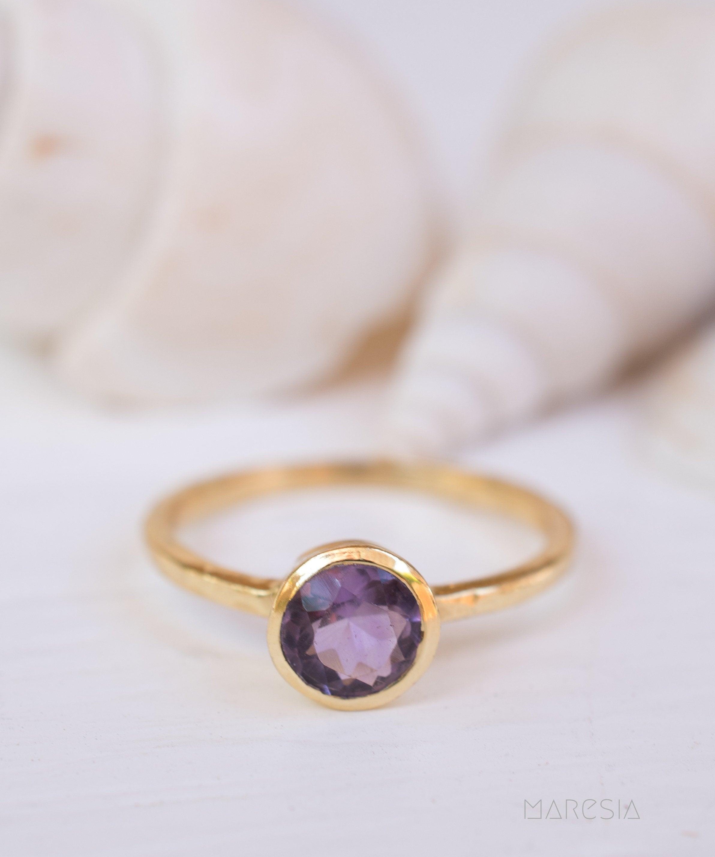 Amethyst Gold Ring ~ 18k Gold Plated ~ MR213 - Maresia Jewelry