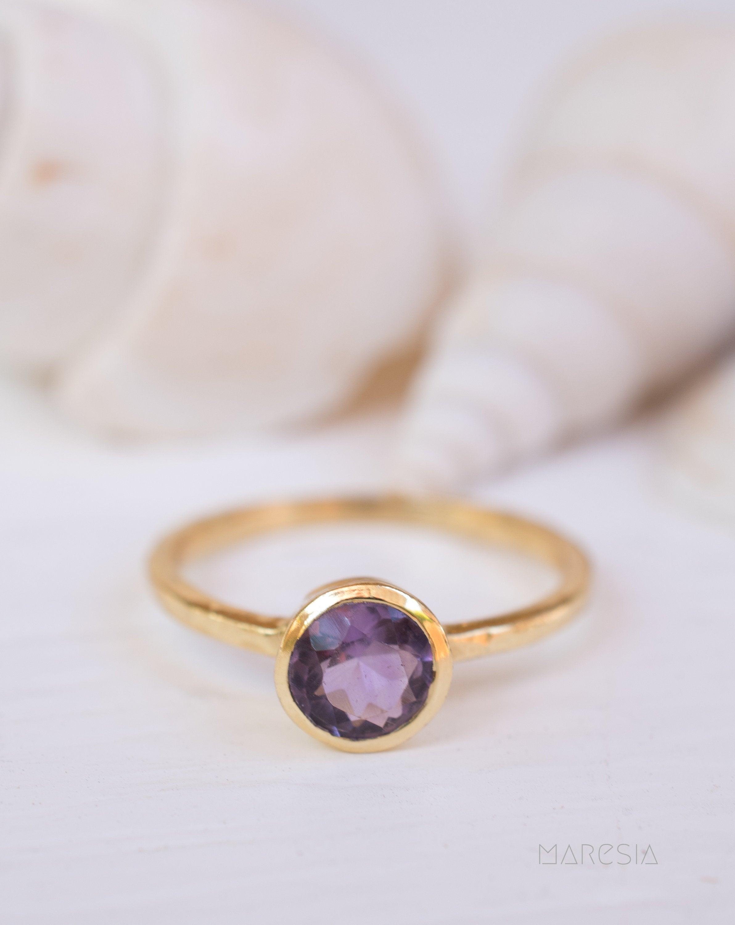 Amethyst Gold Ring ~ 18k Gold Plated ~ MR213 - Maresia Jewelry