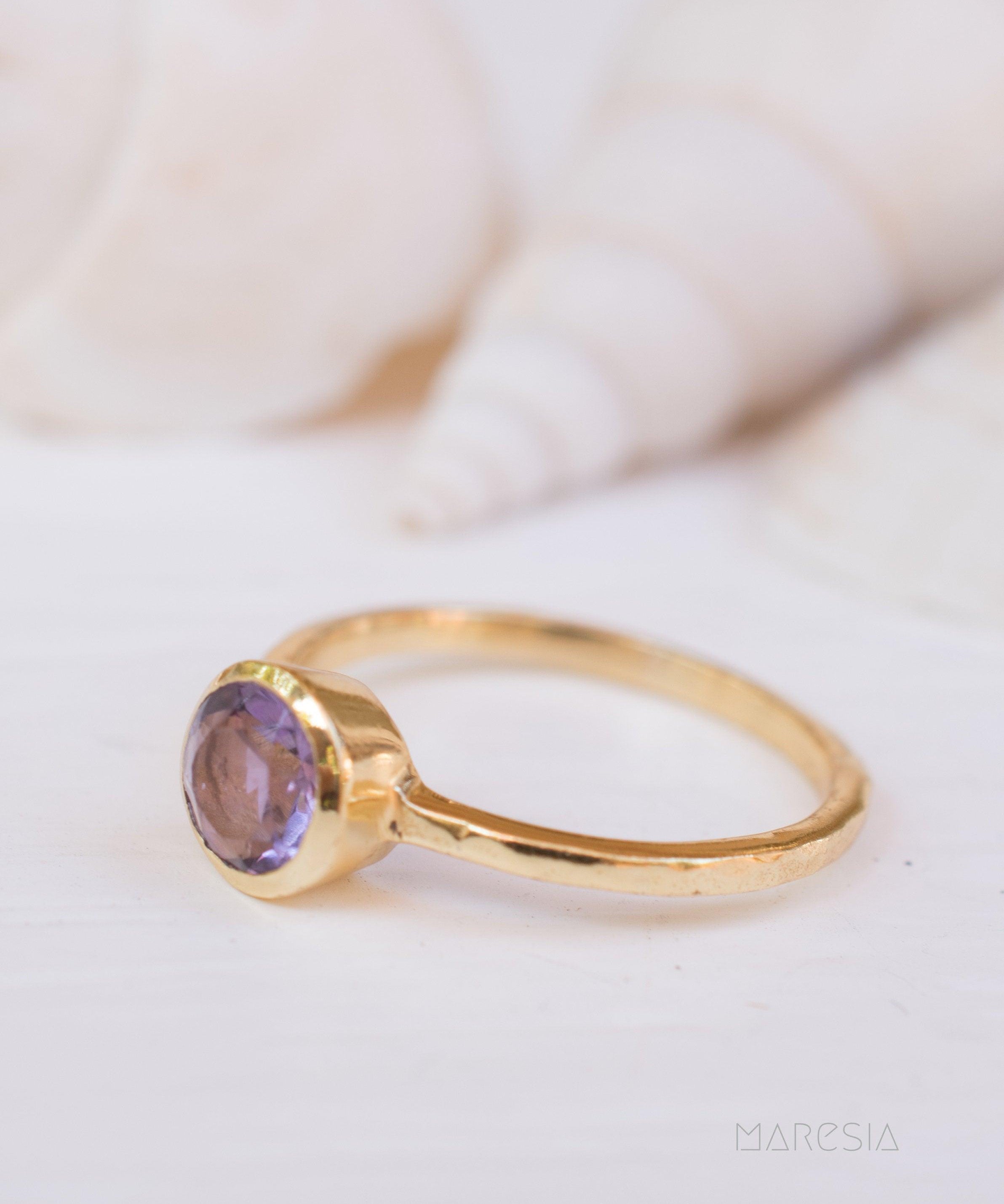 Amethyst Gold Ring ~ 18k Gold Plated ~ MR213 - Maresia Jewelry