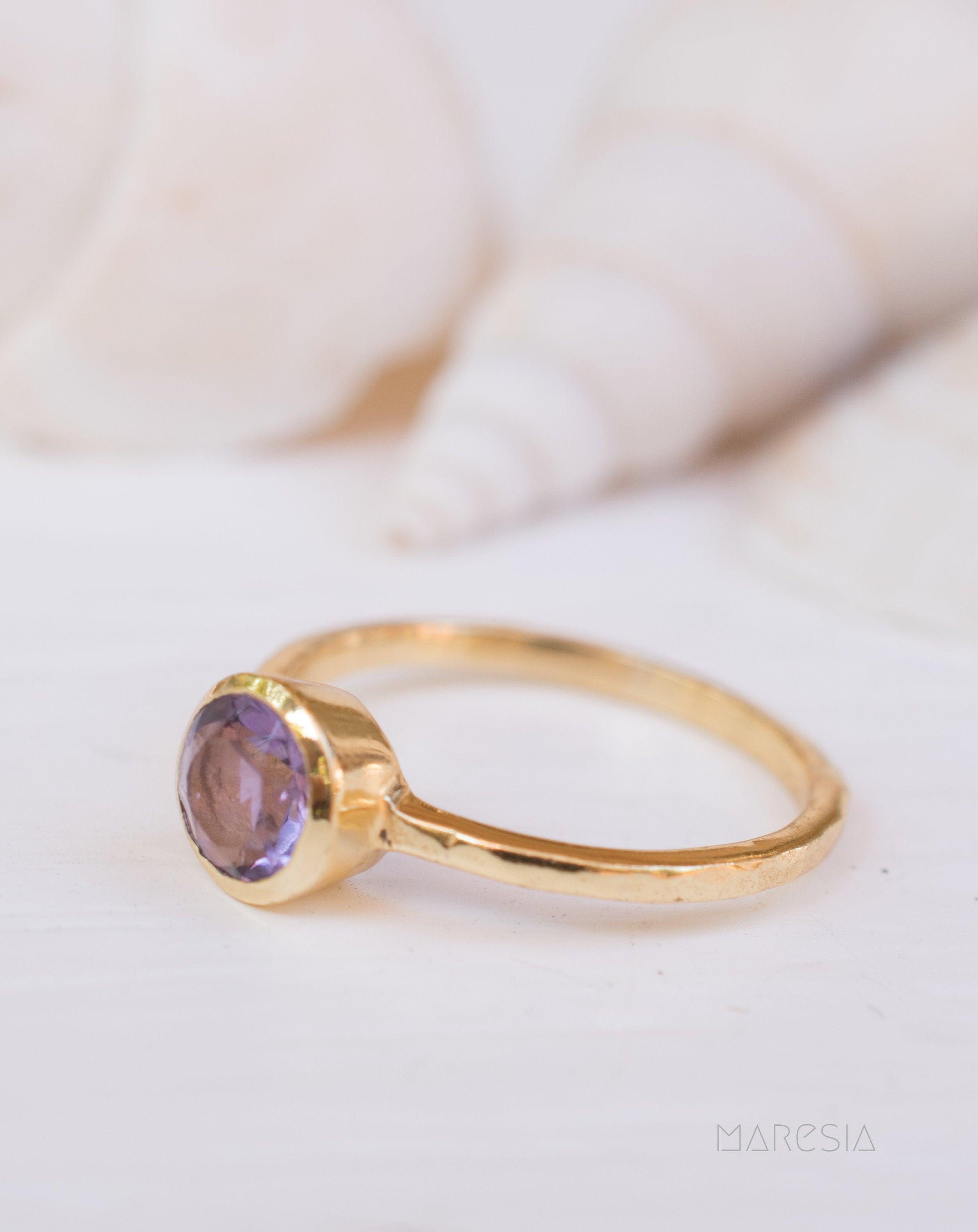 Amethyst Gold Ring ~ 18k Gold Plated ~ MR213 - Maresia Jewelry