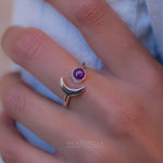 Amethyst half moon Ring ~ Sterling Silver 925 ~ MR128 - Maresia Jewelry
