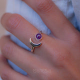 Amethyst half moon Ring ~ Sterling Silver 925 ~ MR128 - Maresia Jewelry