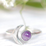 Amethyst half moon Ring ~ Sterling Silver 925 ~ MR128 - Maresia Jewelry