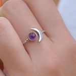 Amethyst half moon Ring ~ Sterling Silver 925 ~ MR128 - Maresia Jewelry