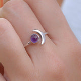 Amethyst half moon Ring ~ Sterling Silver 925 ~ MR128 - Maresia Jewelry