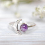Amethyst half moon Ring ~ Sterling Silver 925 ~ MR128 - Maresia Jewelry