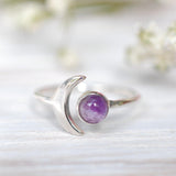 Amethyst half moon Ring ~ Sterling Silver 925 ~ MR128 - Maresia Jewelry