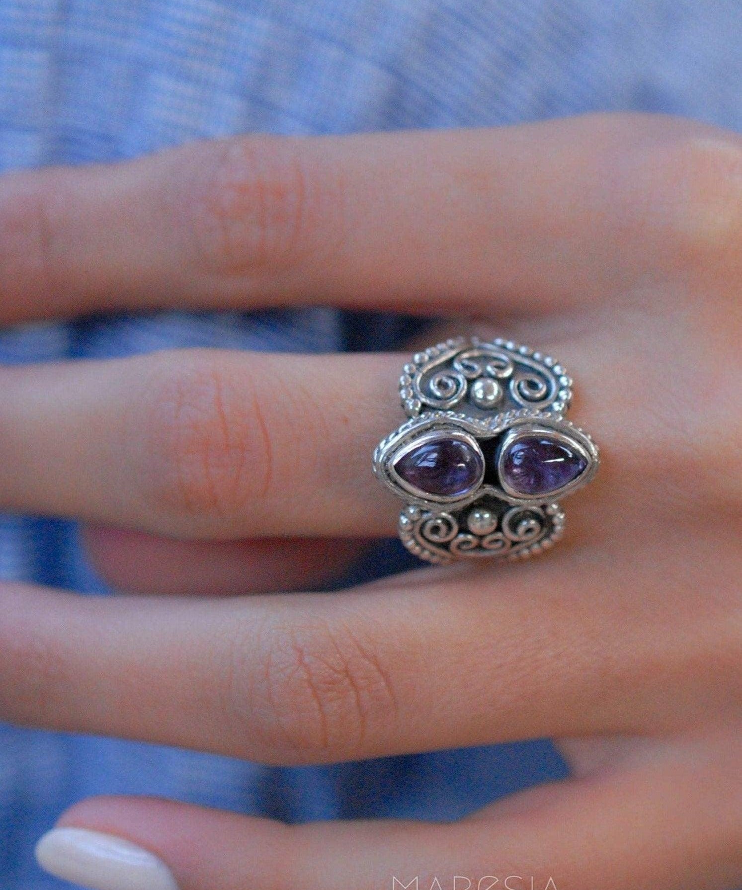 Amethyst Ring ~ Sterling Silver 925 ~ MR106A - Maresia Jewelry