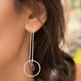 Amethyst Threader Earrings ~ Sterling Silver or Gold Vermeil ~ ME079 - Maresia Jewelry