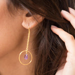 Amethyst Threader Earrings ~ Sterling Silver or Gold Vermeil ~ ME079 - Maresia Jewelry
