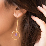 Amethyst Threader Earrings ~ Sterling Silver or Gold Vermeil ~ ME079 - Maresia Jewelry