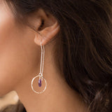 Amethyst Threader Earrings ~ Sterling Silver or Gold Vermeil ~ ME079 - Maresia Jewelry