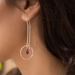 Amethyst Threader Earrings ~ Sterling Silver or Gold Vermeil ~ ME079 - Maresia Jewelry