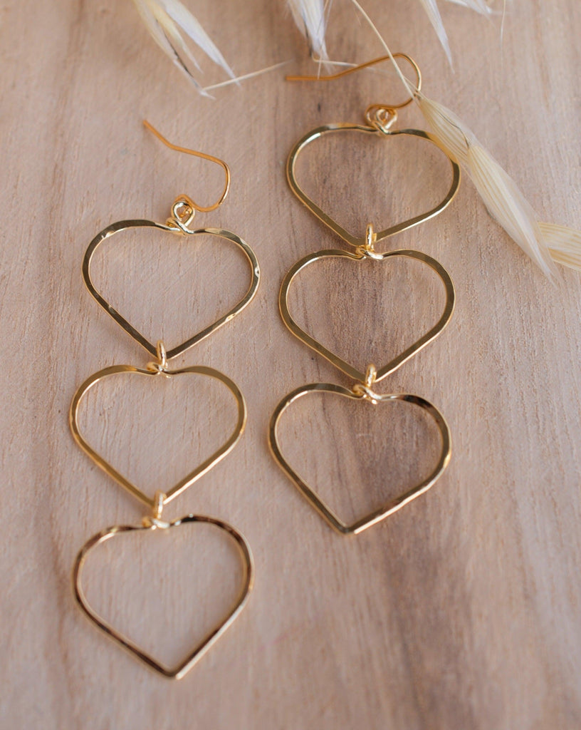 Ana Paula Heart Drop Earrings ~Gold Plated or Silver Plated ~ SME096 - Maresia Jewelry