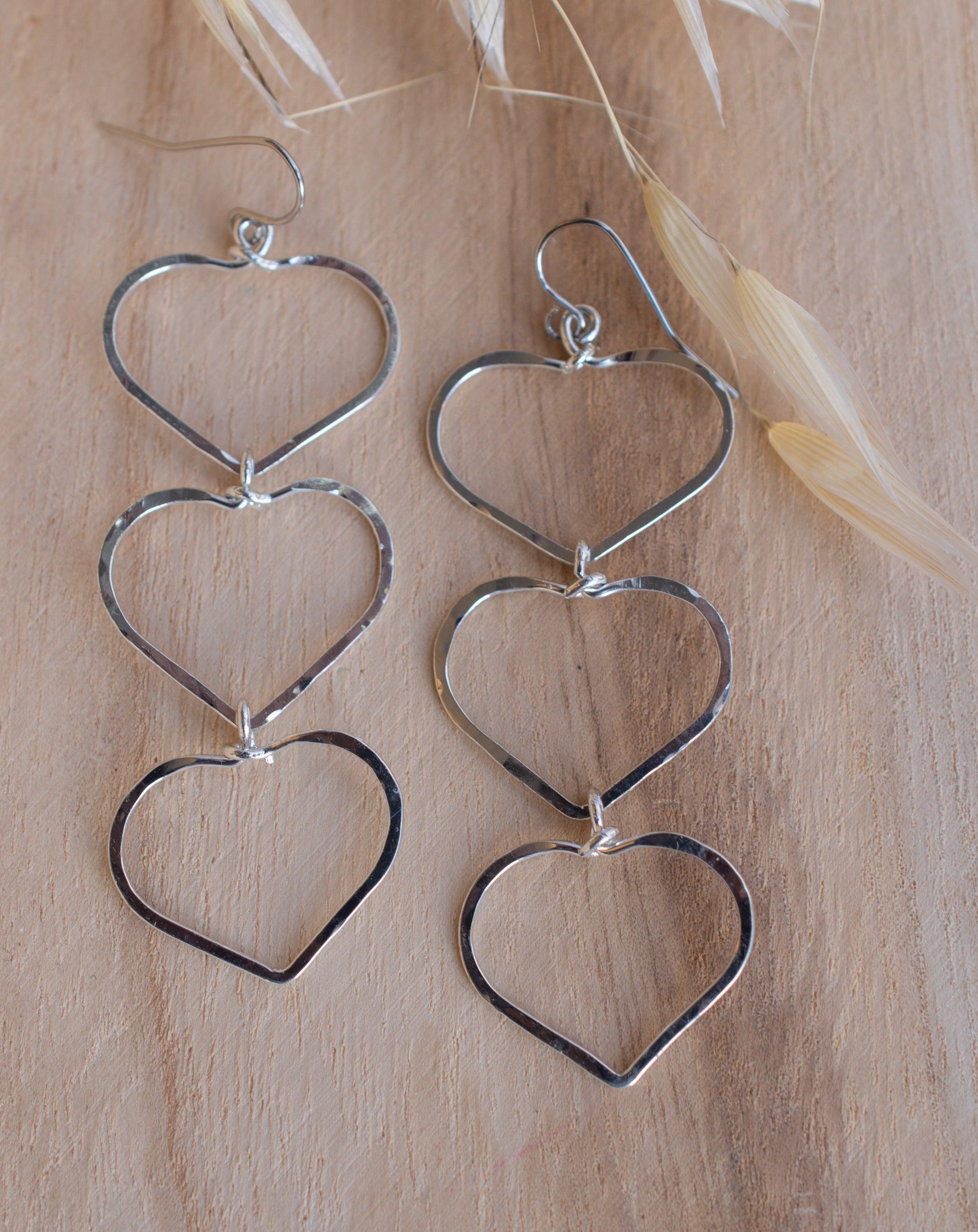 Ana Paula Heart Drop Earrings ~Gold Plated or Silver Plated ~ SME096 - Maresia Jewelry