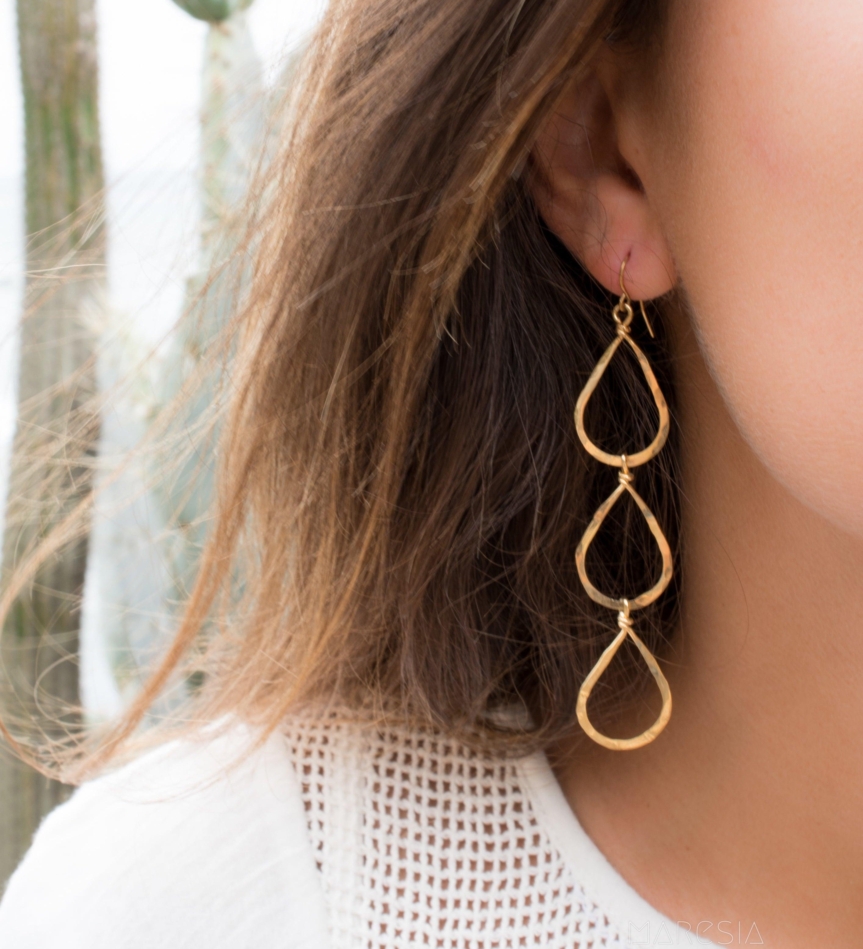 Ana Paula Tear Drop Earrings ~Gold Plated or Silver Plated ~ SME008 - Maresia Jewelry