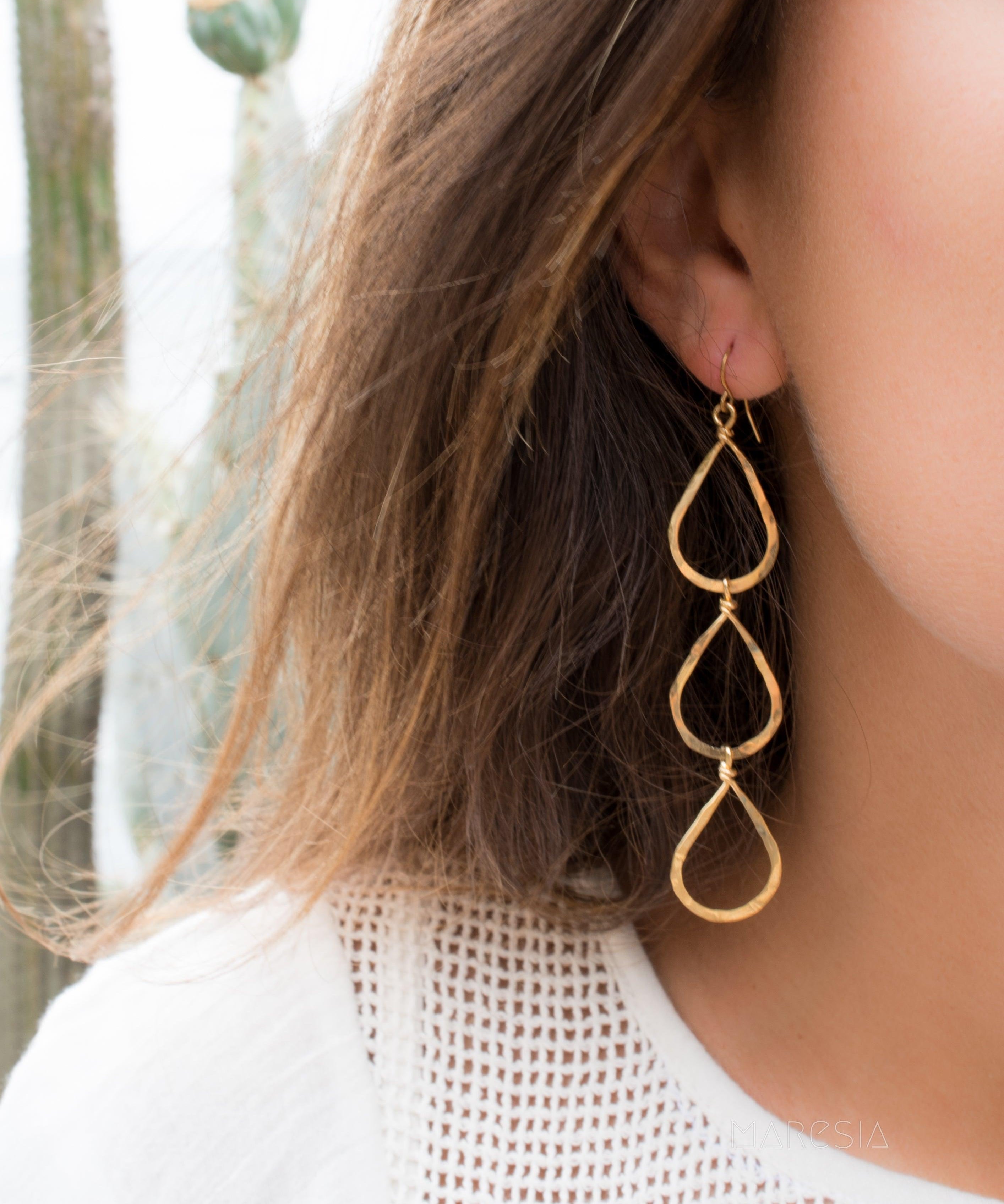 Ana Paula Tear Drop Earrings ~Gold Plated or Silver Plated ~ SME008 - Maresia Jewelry