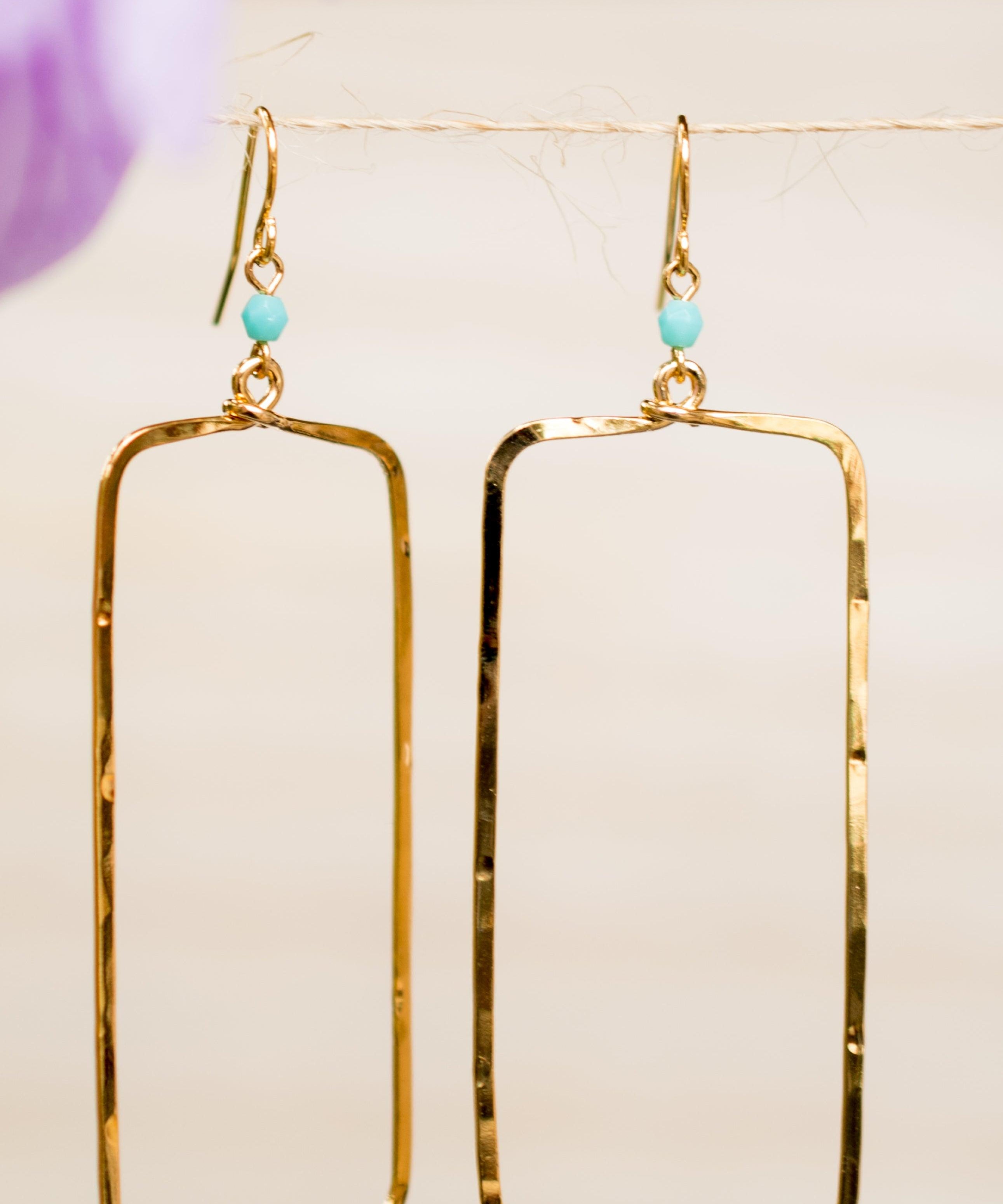 Ana Rectangular Turquoise Earrings ~Gold Plated or Silver Plated ~ SME023 - Maresia Jewelry