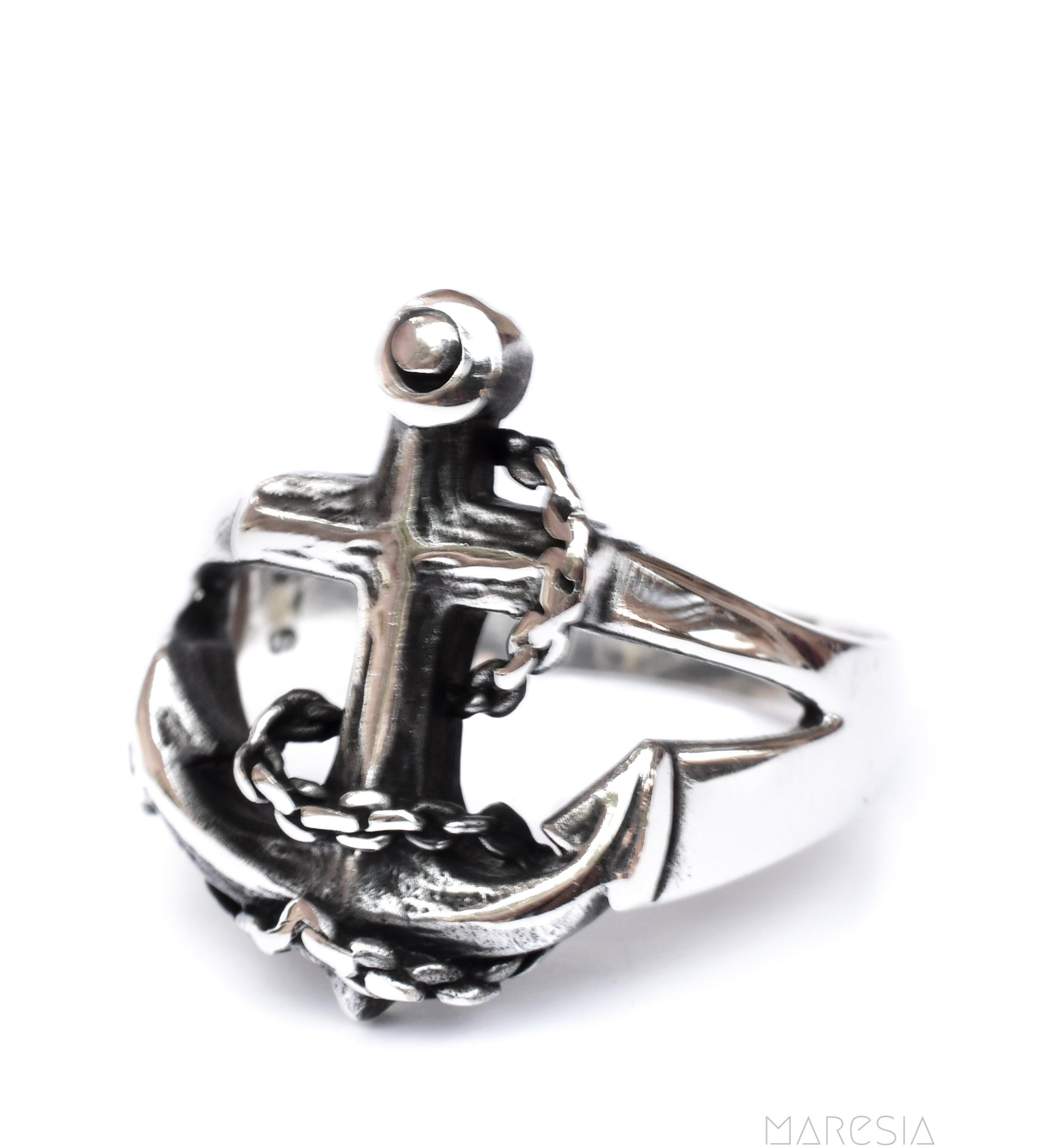 Anchor Men's Ring ~ Sterling Silver 925 ~ - Maresia Jewelry