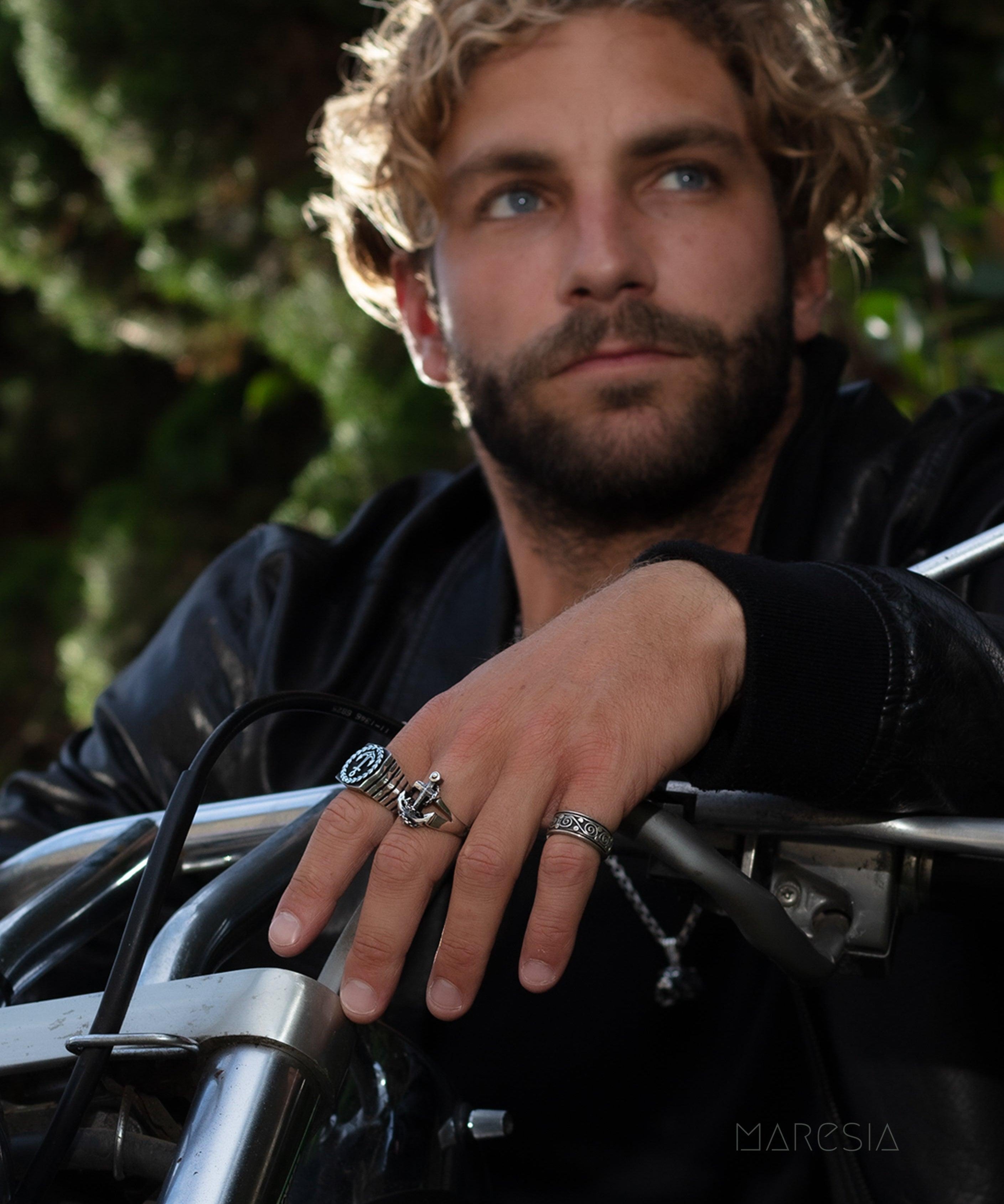 Anchor Men's Ring ~ Sterling Silver 925 ~ - Maresia Jewelry