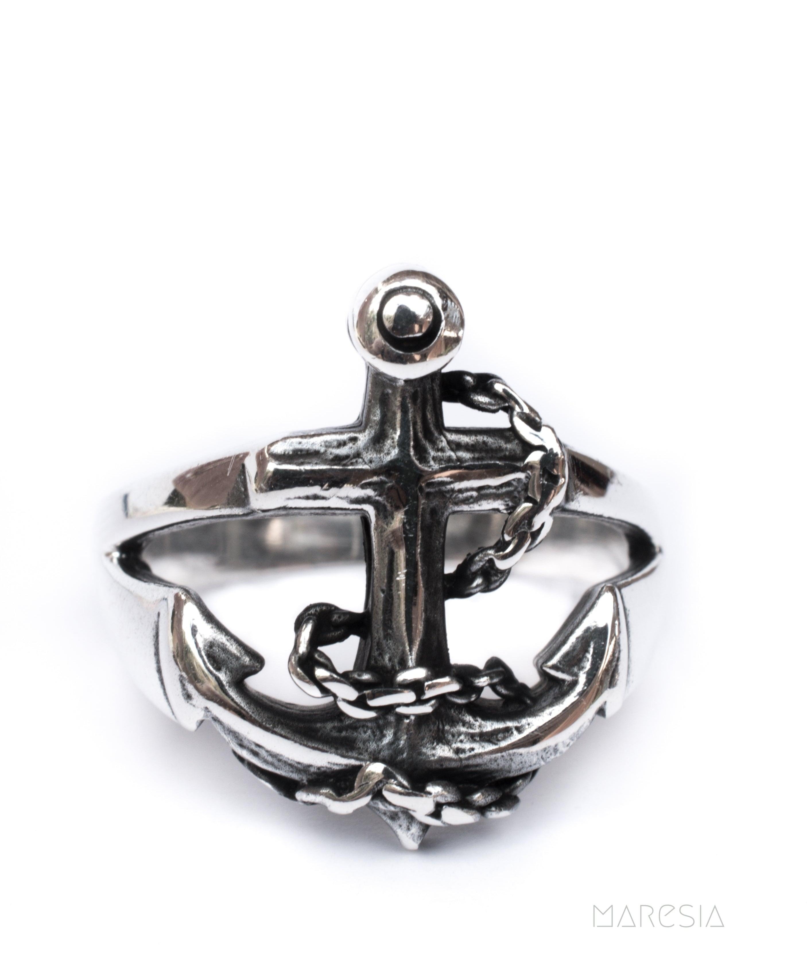 Anchor Men's Ring ~ Sterling Silver 925 ~ - Maresia Jewelry