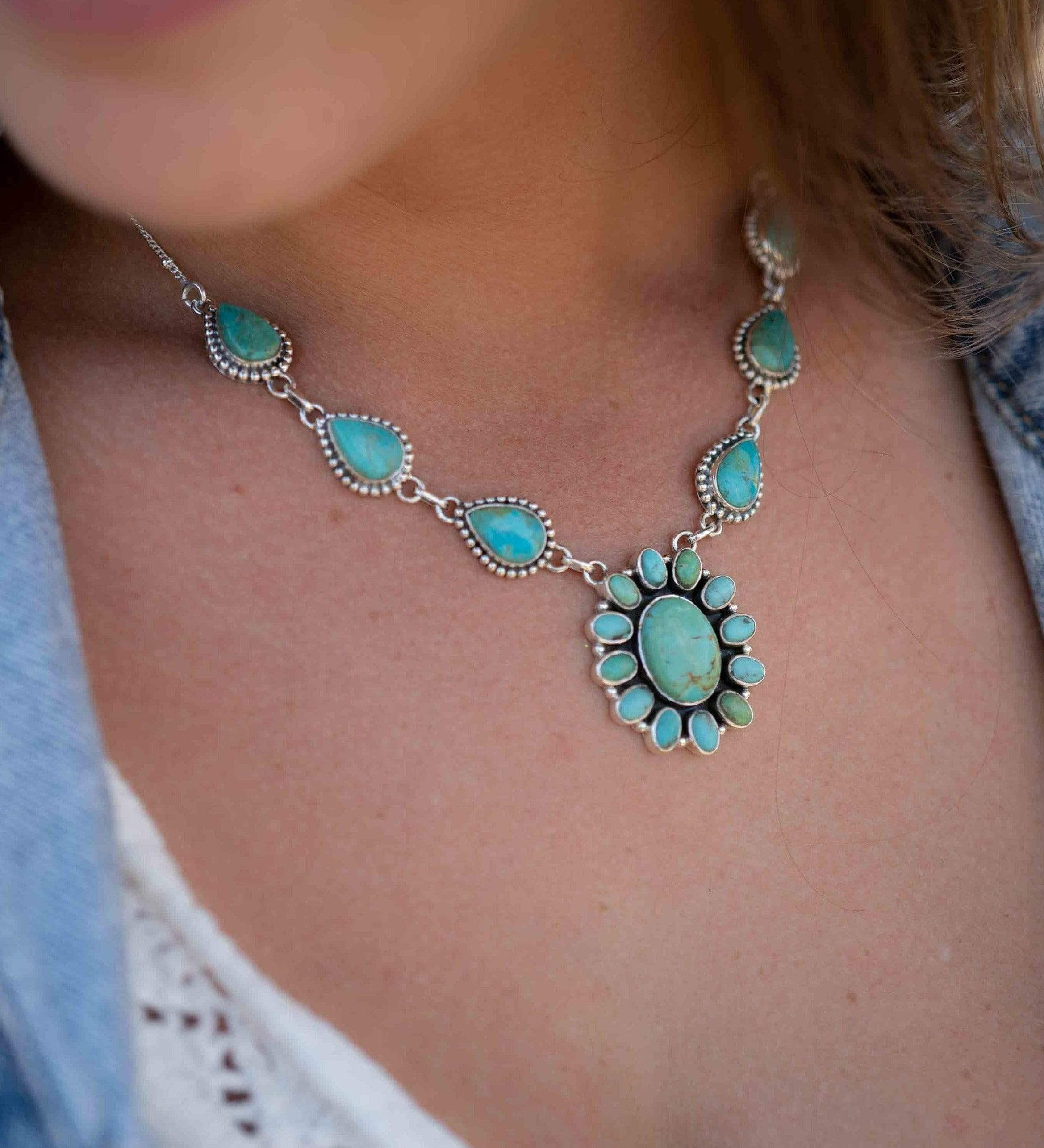 Turquoise necklace~ Sterling Silver 925 ~ Jewelry ~ Gift For Her ~ Handmade~ Thin Chain ~ MN068