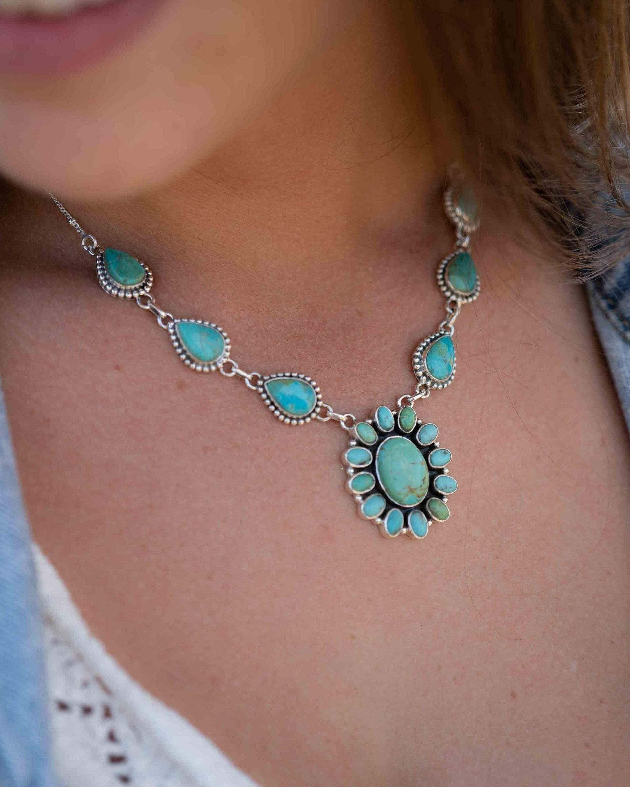 Turquoise necklace~ Sterling Silver 925 ~ Jewelry ~ Gift For Her ~ Handmade~ Thin Chain ~ MN068