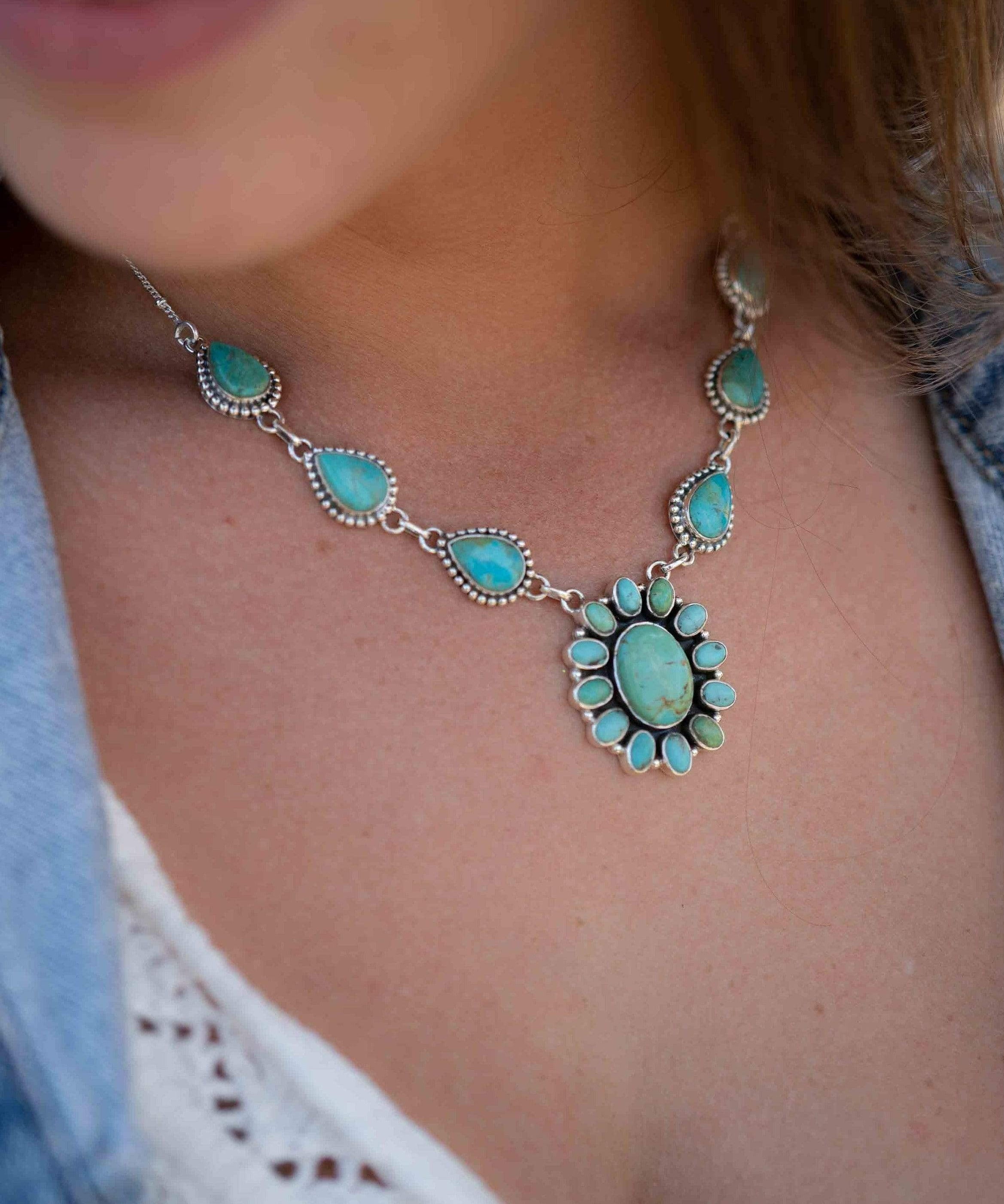 Turquoise necklace~ Sterling Silver 925 ~ Jewelry ~ Gift For Her ~ Handmade~ Thin Chain ~ MN068