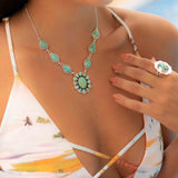 Turquoise necklace~ Sterling Silver 925 ~ Jewelry ~ Gift For Her ~ Handmade~ Thin Chain ~ MN068
