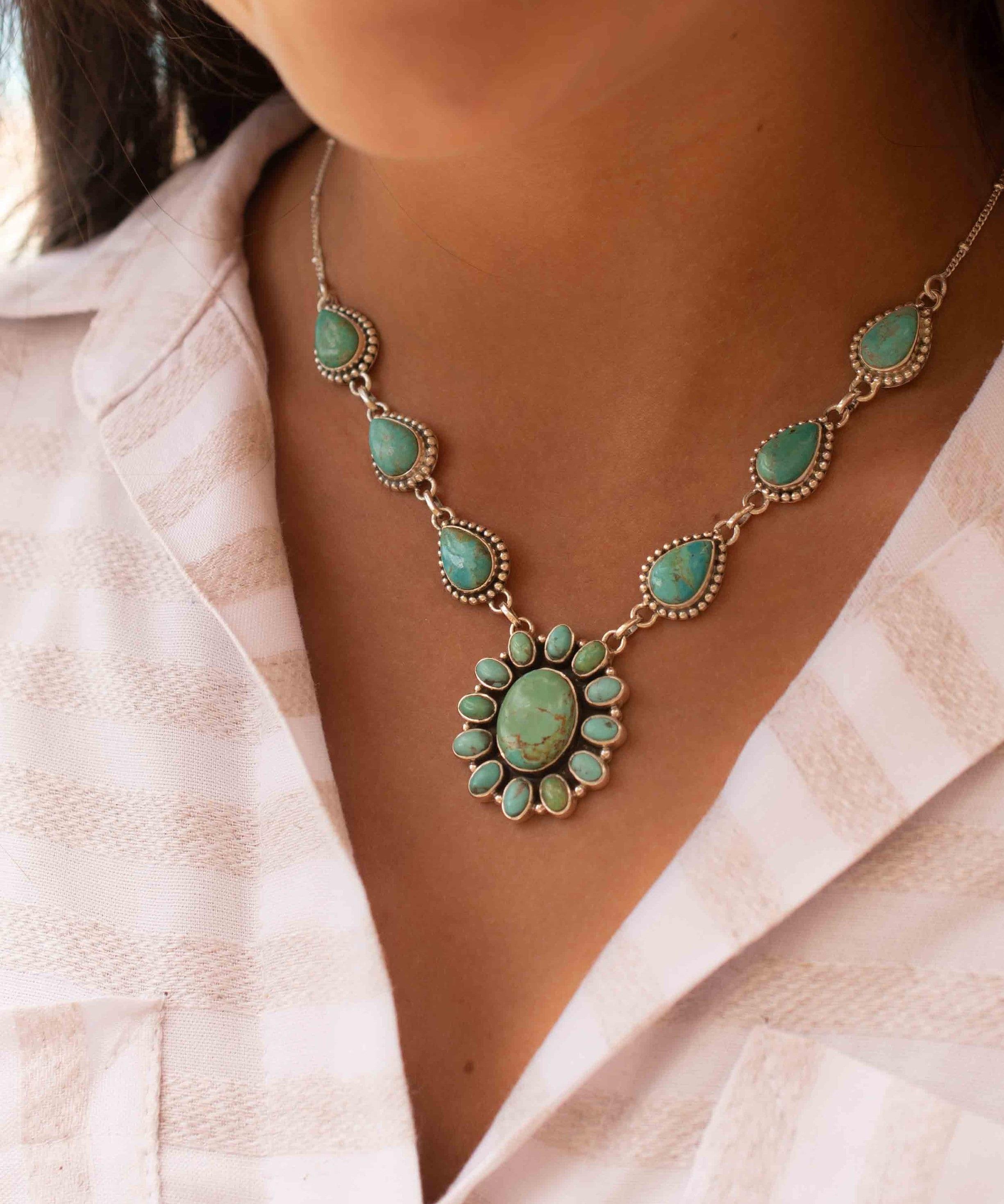 Turquoise necklace~ Sterling Silver 925 ~ Jewelry ~ Gift For Her ~ Handmade~ Thin Chain ~ MN068