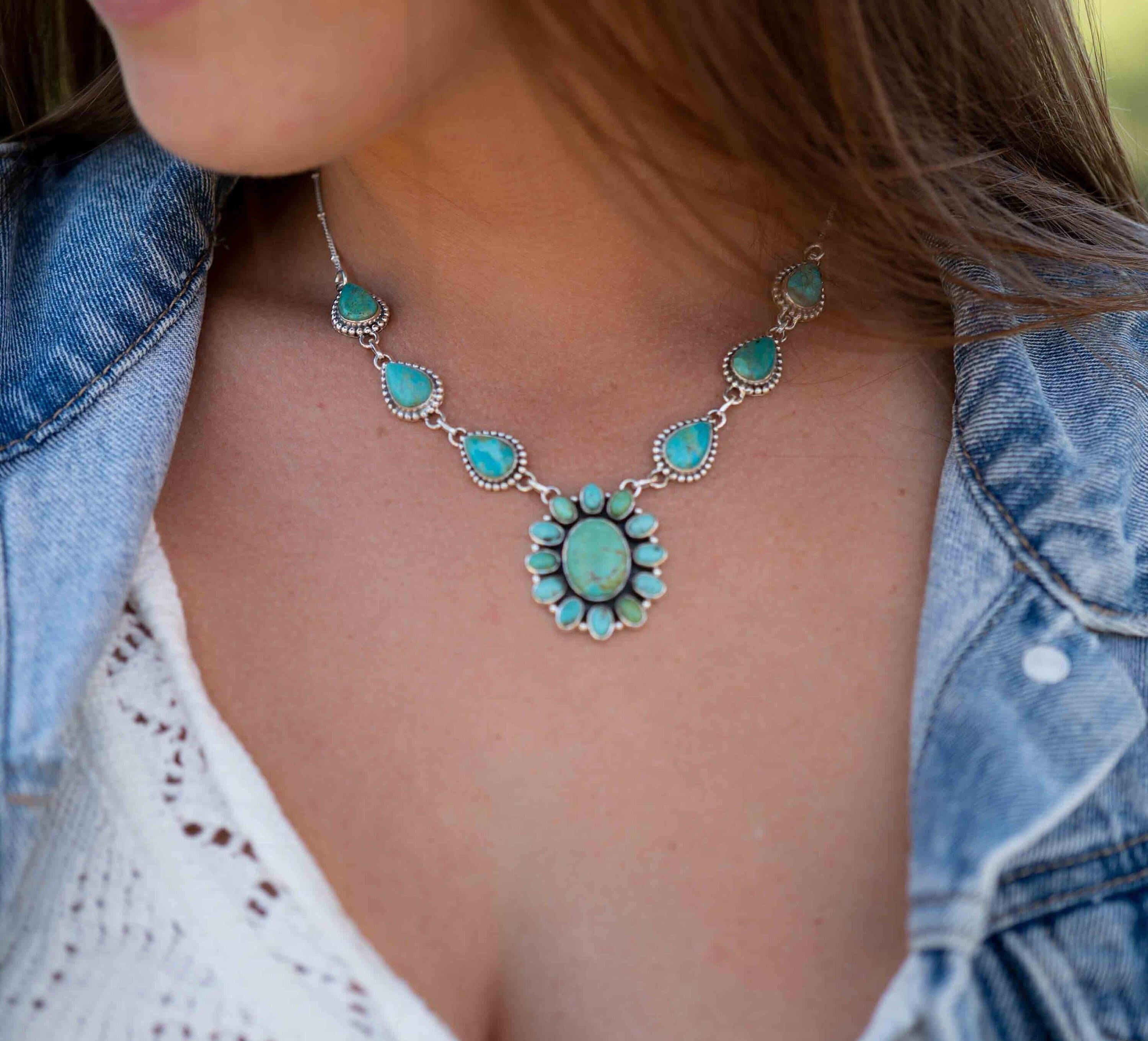 Turquoise necklace~ Sterling Silver 925 ~ Jewelry ~ Gift For Her ~ Handmade~ Thin Chain ~ MN068