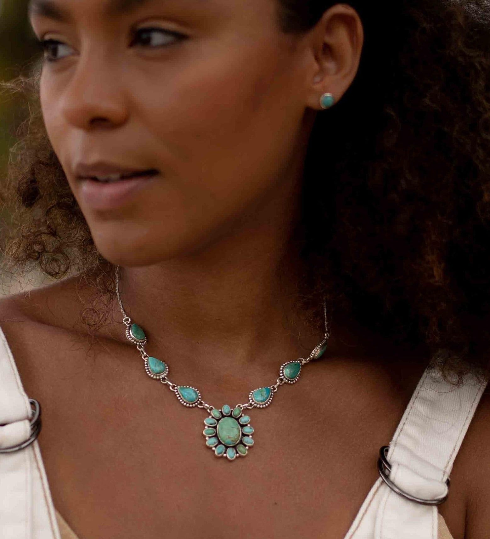 Turquoise necklace~ Sterling Silver 925 ~ Jewelry ~ Gift For Her ~ Handmade~ Thin Chain ~ MN068