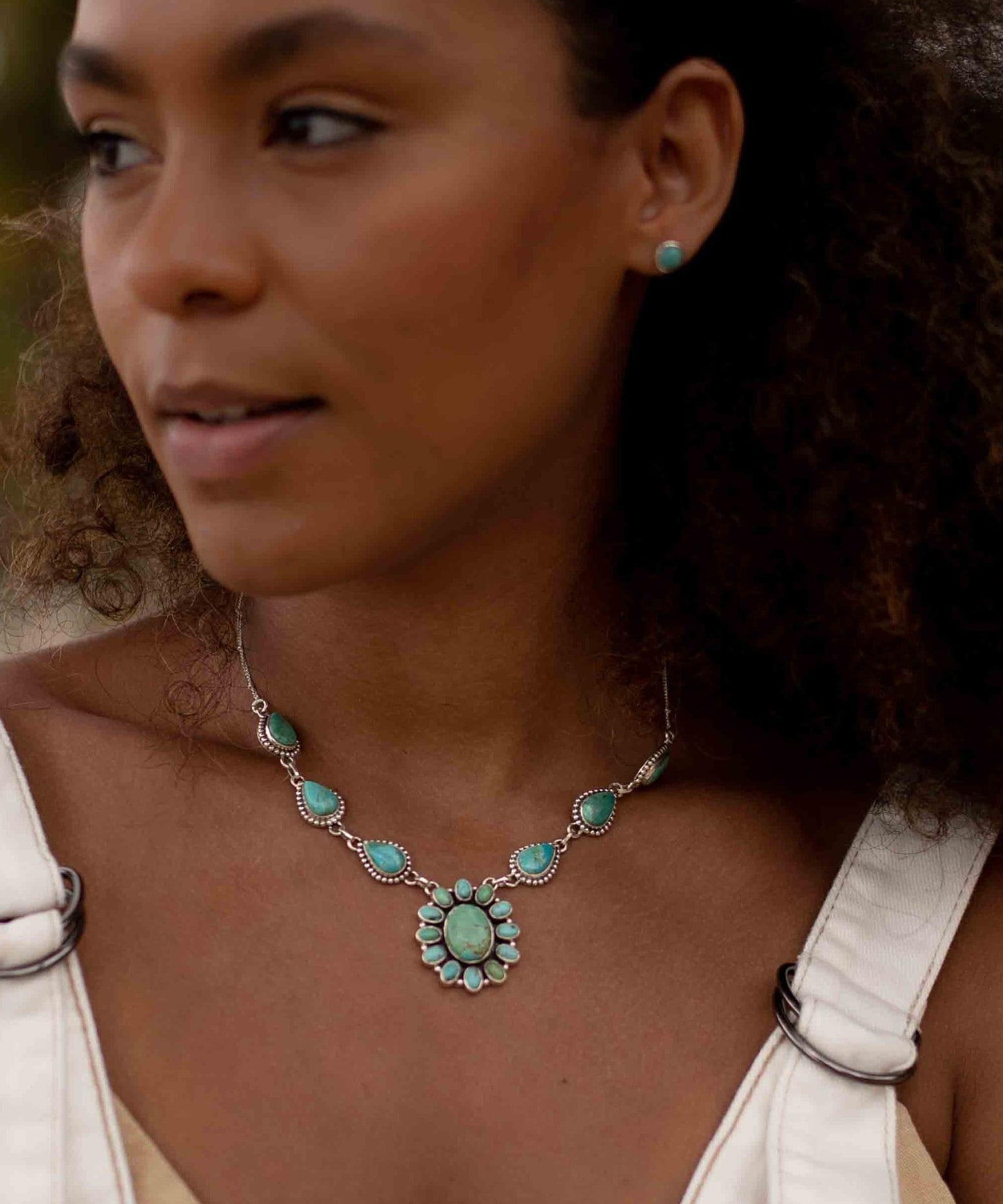 Turquoise necklace~ Sterling Silver 925 ~ Jewelry ~ Gift For Her ~ Handmade~ Thin Chain ~ MN068