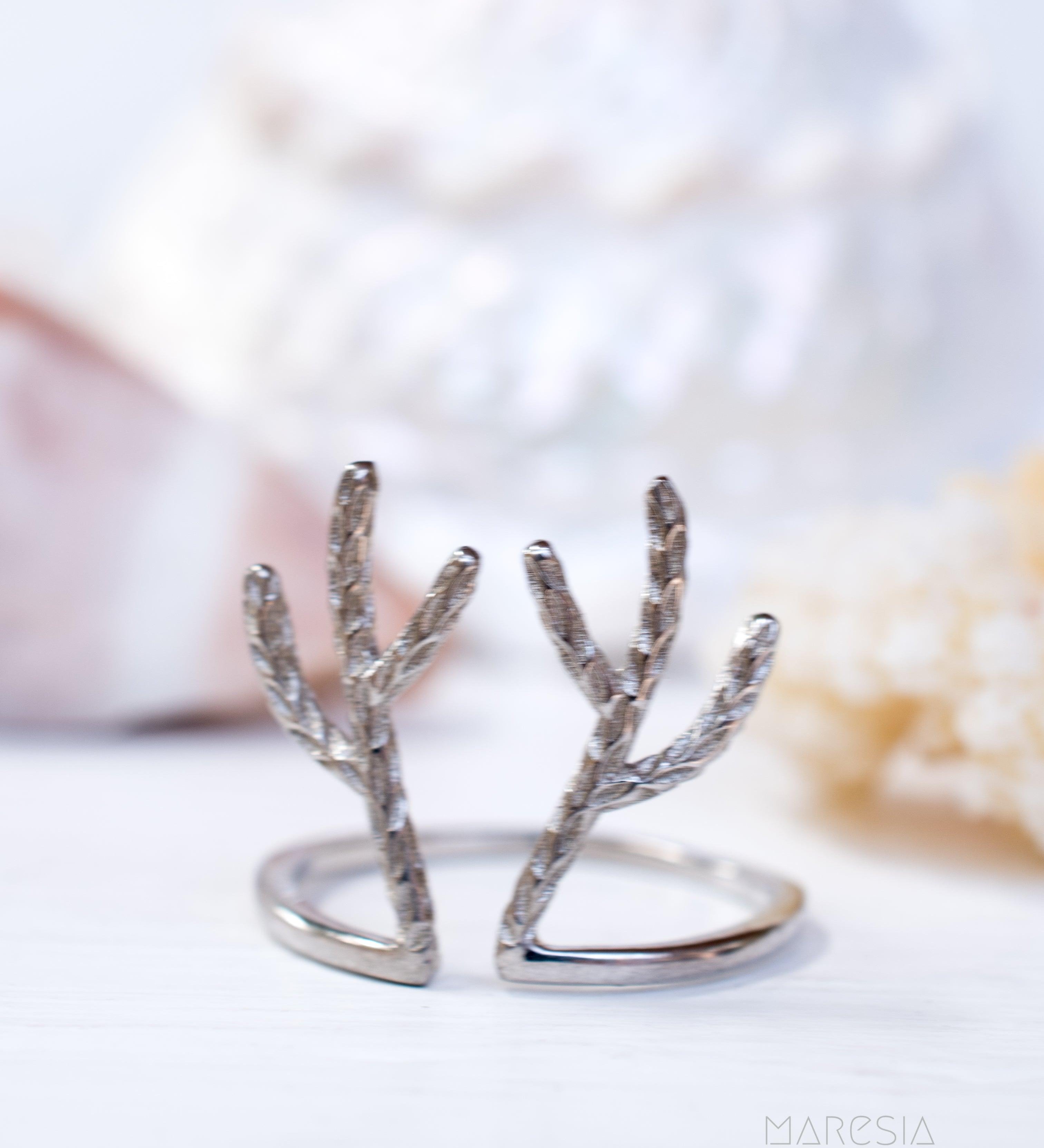 Antler Ring~ Sterling Silver 925~ SMR064 - Maresia Jewelry