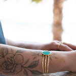 Aqua Chalcedony Adjustable Bracelet ~ Gold Plated 18k ~ Handmade ~Statement  Hippie ~Bohemian ~Jewelry ~Gift For Her ~Gemstone ~Body MB043