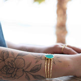 Aqua Chalcedony Adjustable Bracelet ~ Gold Plated 18k ~ Handmade ~Statement  Hippie ~Bohemian ~Jewelry ~Gift For Her ~Gemstone ~Body MB043