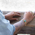 Aqua Chalcedony Adjustable Bracelet ~ Gold Plated 18k ~ Handmade ~Statement  Hippie ~Bohemian ~Jewelry ~Gift For Her ~Gemstone ~Body MB043