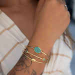 Aqua Chalcedony Adjustable Bracelet ~ Gold Plated 18k ~ Handmade ~Statement Hippie ~Bohemian ~Jewelry ~Gift For Her ~Gemstone ~Body MB055