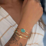 Aqua Chalcedony Adjustable Bracelet ~ Gold Plated 18k ~ Handmade ~Statement Hippie ~Bohemian ~Jewelry ~Gift For Her ~Gemstone ~Body MB055