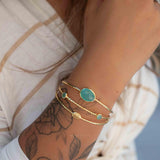 Aqua Chalcedony Adjustable Bracelet ~ Gold Plated 18k ~ Handmade ~Statement Hippie ~Bohemian ~Jewelry ~Gift For Her ~Gemstone ~Body MB055