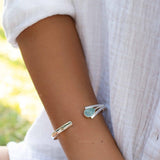 Aqua Chalcedony Adjustable Bracelet ~ Sterling Silver 925 ~ Handmade ~ Statement ~Jewelry~ Minimalist ~ Genuine Stone ~ MB059