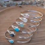 Aqua Chalcedony Adjustable Bracelet ~ Sterling Silver 925 ~ Handmade ~ Statement ~Jewelry~ Minimalist ~ Genuine Stone ~ MB059