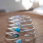 Aqua Chalcedony Adjustable Bracelet ~ Sterling Silver 925 ~ Handmade ~ Statement ~Jewelry~ Minimalist ~ Genuine Stone ~ MB059