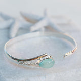 Aqua Chalcedony Adjustable Bracelet ~ Sterling Silver 925 ~ Handmade ~ Statement ~Jewelry~ Minimalist ~ Genuine Stone ~ MB059