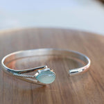 Aqua Chalcedony Adjustable Bracelet ~ Sterling Silver 925 ~ Handmade ~ Statement ~Jewelry~ Minimalist ~ Genuine Stone ~ MB059