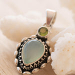Aqua Chalcedony & Peridot Pendant ~ Sterling Silver 925 ~ SMP039 - Maresia Jewelry