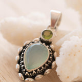Aqua Chalcedony & Peridot Pendant ~ Sterling Silver 925 ~ SMP039 - Maresia Jewelry
