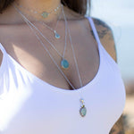 Aqua Chalcedony & Peridot Pendant ~ Sterling Silver 925 ~ SMP039 - Maresia Jewelry