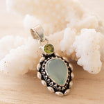 Aqua Chalcedony & Peridot Pendant ~ Sterling Silver 925 ~ SMP039 - Maresia Jewelry